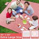 ZAZE Picnic Blanket Extra Large Waterproof, 80''x80''Checkered Picnic Blankets Beach, Outdoor, Camping on Grass Accessories Couple Ideas Wedding Registry Gifts (Red and White)