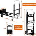 3 in 1 Dolly Cart with Wheels, 500 lb Folding Hand Truck with Retractable Handle and Bungee Cord, Convertible 2 Wheel Dolly Hand Truck for Moving Boxes, Home, Office, Warehouse, Travel, Black