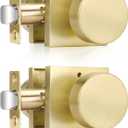 Haidms Gold Door Knobs Interior Privacy, Heavy Duty Square Brushed Gold Interior Door Knobs for Bedroom Bathroom, Brushed Brass Door Knob (2 Pack)