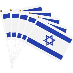 Israel Flags on Stick 20 Pack - Small Handheld Israeli Flags for Events Parade Decoration, Anti-Ultraviolet Fade Indoor Outdoor