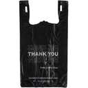 Plastic Bag-Black Plain T-Shirt Bag 11.5"x6.5"x21.5" (Black Thank You, 300)