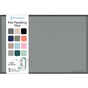Dog Food Mat - Raised Edges Dogs Mat for Food and Water Prevent Spill, Waterproof Cat Food Mats Protect Floors, Easy Clean Dog Bowl Mats for Food and Water, Silicone Pet Feeding Placemats (18.5"L x 11.5"W, Gray)
