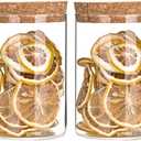Airtight Glass Storage Containers with cork Lid, for Kitchen Pantry Organization and Storage Jar Ideal for Coffee Beans Snacks Flour Cereal Sugar Tea 21oz. (Circular 4.7 * 3.3in*2pcs)