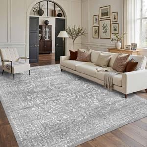 8x10 Area Rugs for Living Room Washable Large Vintage Grey Rugs