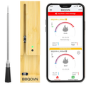 Smart Wireless Meat Thermometer Zero Wire with APP Remote Bluetooth Meat Thermometer, Food Thermometer for Remote Monitoring of BBQ Grill, Oven,Smoker,Pan (1, Black, Small)