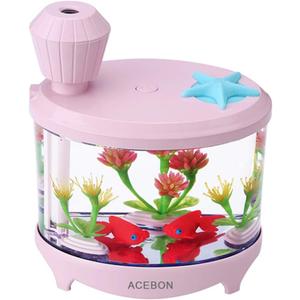 ACEBON Portable Mini Humidifier, 460ml Cool Mist Small Humidifier, USB Quiet Operation Desktop Humidifiers for Baby Bedroom Travel Office Home, 2 Mist Modes (Pink)
