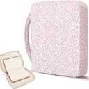 Aliceset Large Bible Cover Case for Women, Pink Floral Quilted Cotton Bible Carrying Case Organizer Bag with Handle and Zipper, for Christian Easter Gifts, Study Supplies Accessories
