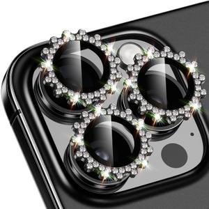 Xfilm for iPhone 16 Pro/16 Pro Max Camera Lens Protector Bling Individual Gear Design Diamond Ring 9H Hardness Scratchproof Protector, Stylish Phone Accessories, Case Friendly (Black)