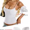 EasyGala Womens Padded Cami Tank Tops Double Lined Spaghetti Strap Built in Bra Shirts Slim Fitted Basic Summer Cloth 2026 (White, S)