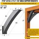 Heavy Duty 45 Degree Angle Support Bracket 4"4" (Actual: 3.2"3.2") Wood Beam Support Hardware Degree Post Bracket for Gazebos Pagola Porches 2Pcs