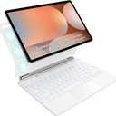 HOU Keyboard for Samsung Galaxy Tab S10+ Plus/S9+ Plus/S9 FE+ Plus/S8+ Plus/S7+ Plus/S7 FE 12.4" with Magnetic Case,Floating Cantilever,Multi-Function Trackpad,7 Colors Backlit,S Pen Holder,White