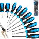 NEIKO 01378A Magnetic Screwdriver Set | 10 Piece | Phillips & Flathead | Heat Treated Chrome Vanadium Steel | Slotted Head Tip with Non-Slip Cushioned Handle Grips | Small Screw Driver Tool Kit