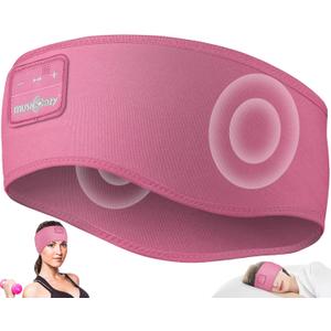 MUSICOZY Sleep Headphones Headband Bluetooth 5.4 Wireless Headband Headphones for Sleeping for Side Sleeper with Ultra-Thin HD Stero Speaker for Workout(Pink)