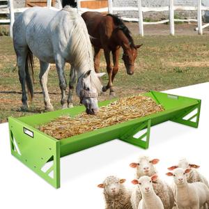 Goat Feeder Feeding Trough 55 Inch Large Capacity Horse Trough Livestock Heavy-Duty Feed Trough Livestock Feeder for Farms Cattle Alpacas, Goats, Calves, Sheep, Horses Deer (Green)