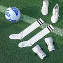 Syhood Soccer Shin Guards and Socks for Toddler Kids Youth, Lightweight Soccer Shin Pads Protective Soccer Gear for 3-5, 5-10, 10-15 Years Old Children Teen Boys Girls Soccer Game (White, S Size)