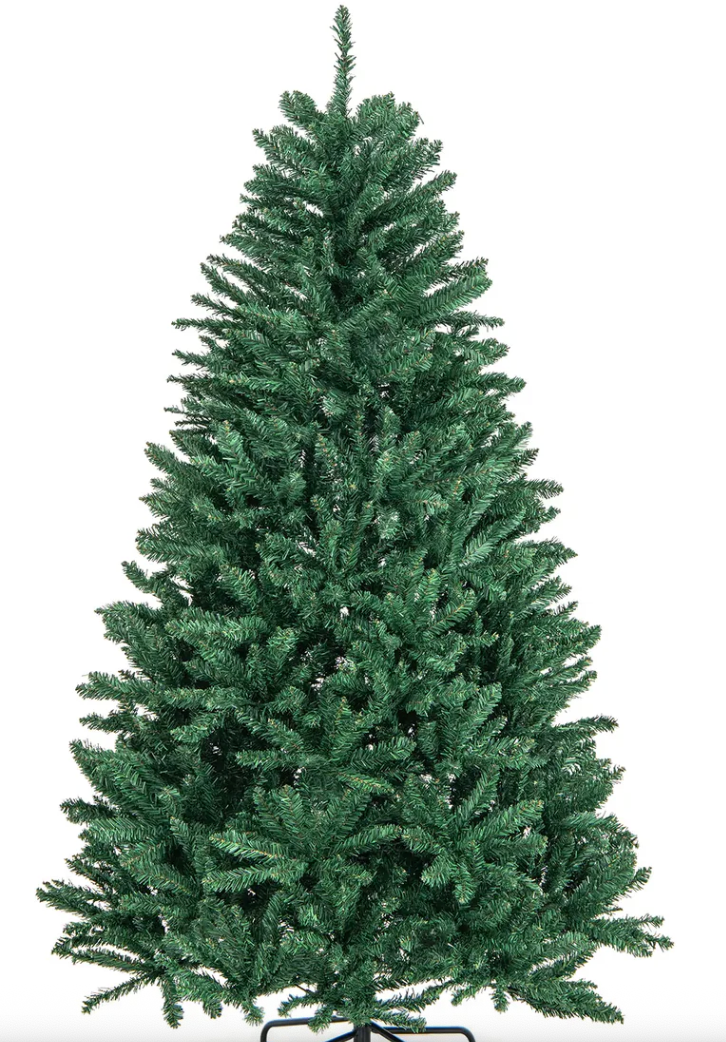 Artificial Christmas Tree 180 Cm 1355 PVC Branches Foldable Metal Stand with Hinges Quick Installation Green
