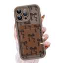 Oakxco for iPhone 17 Case with Card Holder, Cute Silicone Wallet Phone Case with Credit Card Slot, Soft Rubber Thin Slim Purse for Women Men with Shockproof Camera Cover Protection, Cover-Brown