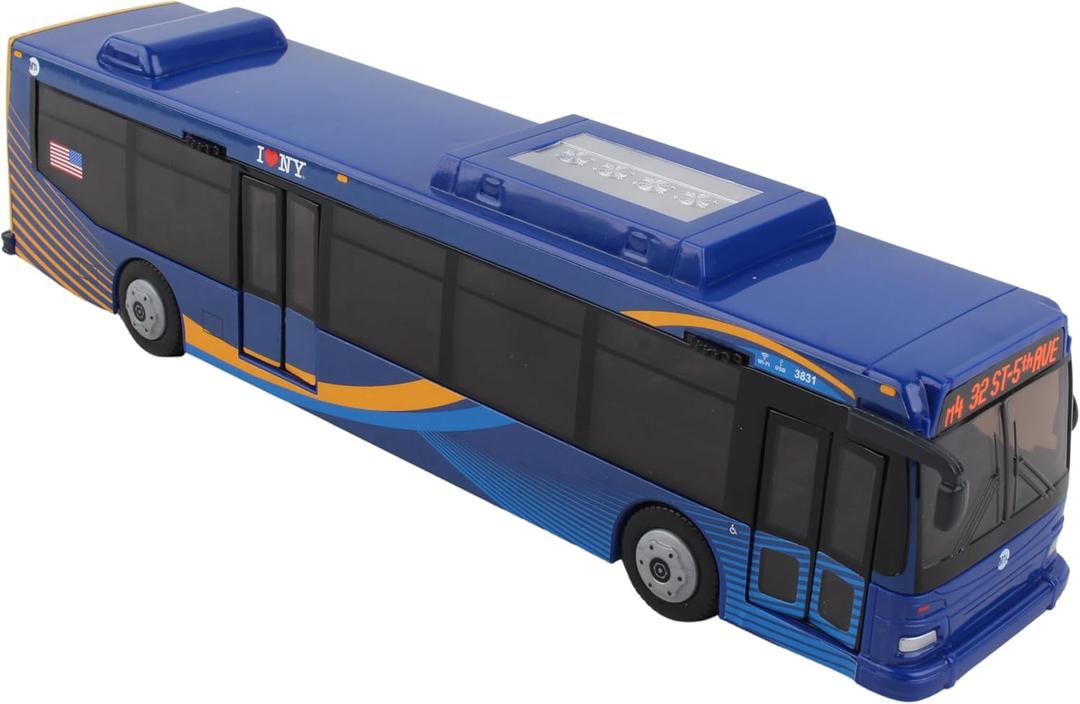 Daron MTA Bus  11-Inch Single Bus in New Blue Livery  Officially Licensed Friction-Powered Toy with Rolling Wheels and Functional Doors for Kids Ages 3+