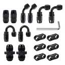 EVIL ENERGY 6AN Hose End Fitting Kit Straight 45 90 180 Degree with AN6 Male to Male Coupler & 6AN Hose Separator Clamp for CPE Braided Hose
