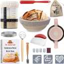 Complete Sourdough Bread Starter Kit, Glass Sourdough Starter Jar Kit & Tons of Sourdough Baking Supplies - Sourdough Starter Kit Includes Sourdough Jar, Banneton Bread Proofing Basket & More