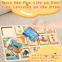 Wooden Peg Puzzle for Toddlers, Cognitive Learning, Double Side Scens Board for Home School Planner,Autism Learning Materials