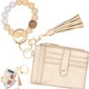 KNGITRYI Wallet Keychain Wristlet for Women,Slim RFID Credit Card Holder Purse Tassel Keychain Bangle Key Ring for Men Women (Gold)