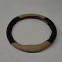 Leather Car Steering Wheel Cover, Non-Slip Car Wheel Cover Protector Breathable Microfiber Leather Universal Fit for Most Cars(Beige)