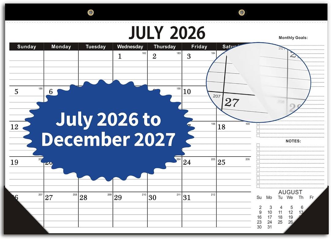 Desk Calendar 2026-2027,July 2026 to December 2027, Desk calendar 2026-2027 with to-do list,2027 Calendar 18 Months,Calendar 2026-2027-17" x 12" for Home or Office.