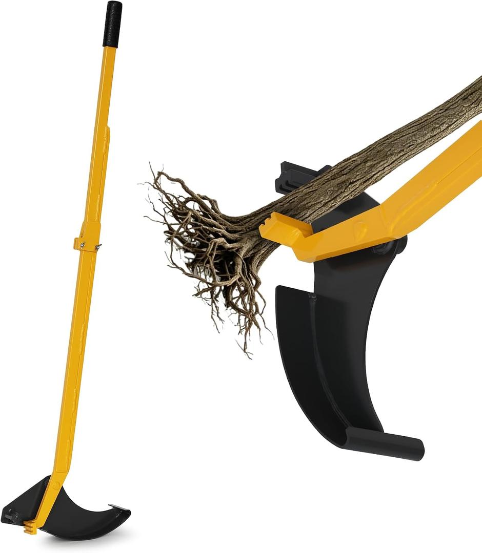 Heavy-Duty Sapling Puller Tool Tree Root Puller Uproots 1/42 Woody Stems with High-Leverage Mechanism, Heavy-Duty Root Removal for Trees, Shrubs, Thorny Vines & Stumps (Yellow)