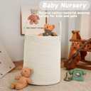 JMvicyroam Large Woven Laundry Basket Hamper,60L Cotton Rope Storage Bin for Blankets,Toys and Clothes,Decorative Tall Nursery Hamper for Living Room,Baby Nursery,Bathroom and Bedroom,White