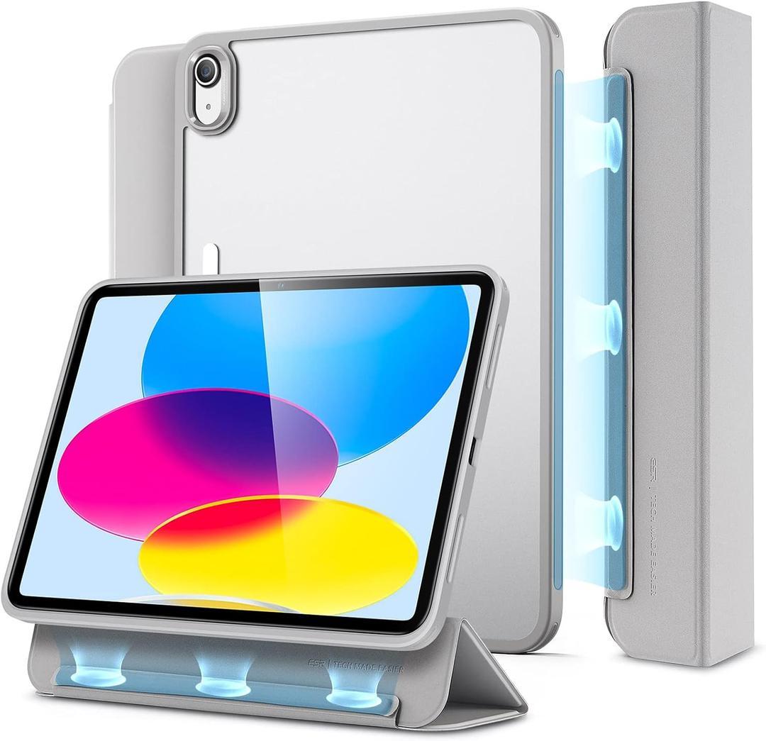 ESR for iPad (A16) 11th/10th Generation Case(2025/2022), Detachable Magnetic Cover, Smart Trifold Stand with Hard Shell Back, Slim and Light, Auto Wake/Sleep, Ascend Series, Frosted Grey