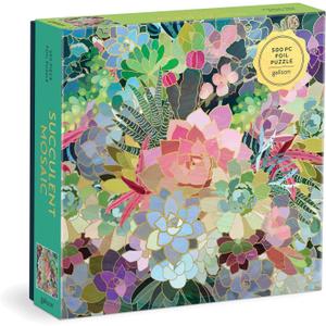 Galison Succulent Mosaic 500 Piece Foil Puzzle from Galison - 20" x 20" Beautifully Illustrated Puzzle, Thick & Sturdy Pieces, Fun and Challenging Activity for Adults, Unique Gift Idea!