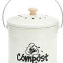 Small Kitchen Compost Bin, 1 Gallon Odorless Composter Container, Food Waste Bucket with Charcoal Filter Lid, Indoor Farmhouse Composting Pail Canister for Trash Scraps, Carrying Handle