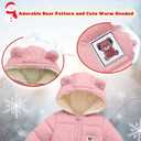 BYFRI Baby Boys Girls Snowsuit Newborn Cozy Winter Coat Infant Bear Hooded Jumpsuit Toddler Snow Outfit for 0-24 Months (Pink)