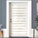 LazBlinds Cordless French Door Blinds, No Drill Roll Up Zebra Blinds, Light Control Day and Night Sheer Shades for Front Patio Sidelight Glass, 39.7'' W x 78'' L, White