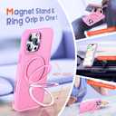 Designed for iPhone 16 Pro Case with Magnetic Ring Stand [Compatible with Mag-Safe] [Military Drop Protection] Shockproof Translucent Phone Cover for iPhone 16 Pro 6.3",Pink