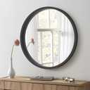 Black Round Wood Mirror with Wood Frame 24 inch Circle Wall Mirror for Bathroom Vanity Living Room Bedroom Entryway Modern Wall Decor