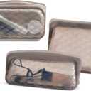 Stasher Silicone Reusable Makeup Bags, 3-Pack, Travel Essentials, Makeup Bag Organizer, Dishwasher & Heat Safe, TSA Friendly Toiletry Bags, Waterproof Bag, BPA Free, Leak-free, Eco Friendly, Taupe