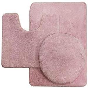 3 pc Solid Light Pink Bathroom Rug Set Bath Mats Bath Set Super Soft Anti Slip Soft Mats New