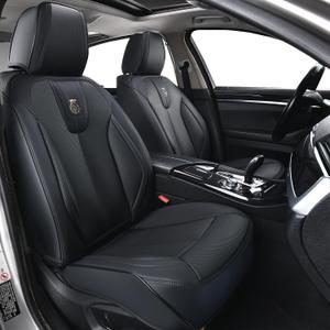 Leather Front Seat Covers, Waterproof Seat Cover for Cars 2 PCS, Luxury Leatherette Car Seat Cushion, Front Protectors Automotive Seat Covers for Sedan SUV Pick-up Truck, Black