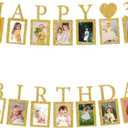 Happy 3rd Birthday Photo Banner 3 Year Old Party Decorations, Three Birthday Picture Frame Banner 3rd Photo Frame Party Supplies Bunting Decor