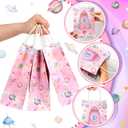 Geyoga 24 Pcs Pink Outer Space Party Favor Bags Space Goodie Gift Bags with Handles Galaxy Rocket Treat Party Supplies Two The Moon Birthday Decoration for Birthday Astronaut Galaxy Solar System Theme
