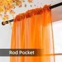 youleyar Solid Sheer Rod Pocket Curtain Voile Draperies 2 Panels White Beige Orange Grey Coffee 60 Inch Width 108 Inch Long 1 Pair for Kitchen Bedroom Children Living Room Yard(Orange,60W108L)