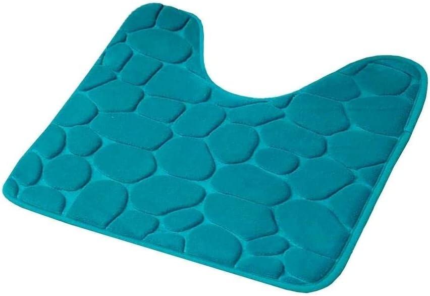 Super Soft & Comfy Blue Color Memory Foam Contour Non Slip Bath Mat 0.6 in. D X 20 in. L X 20 in. W X 0.8 in. H Size, Machine Washable | All Season Pretty Peacock Shade Water Absorbent & Quick-Drying