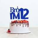 Glitter Bro I'm 12 Cake Topper, Official 12 Pre-Teen Happy 12th Birthday Cake Topper, Boys Funny 12th Birthday Party Decorations Blue