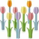 AceOrbit 8 Pcs Tulip Home Decor Spring Tulip Table Centerpiece Wood Signs 3D Tulips Pastel Farmhouse Flowers Multicolor Floral Block Tabletop Signs for Spring Party Tabletop Home Decor