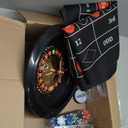 Roulette Wheel Game Set Include 16'' Black Roulette Wheel 35" x 16" Rubber Tabletop Layout Mat, 100 Chips Dealer Button Win Marker Casino Game Sets Gift Ideas(Black)