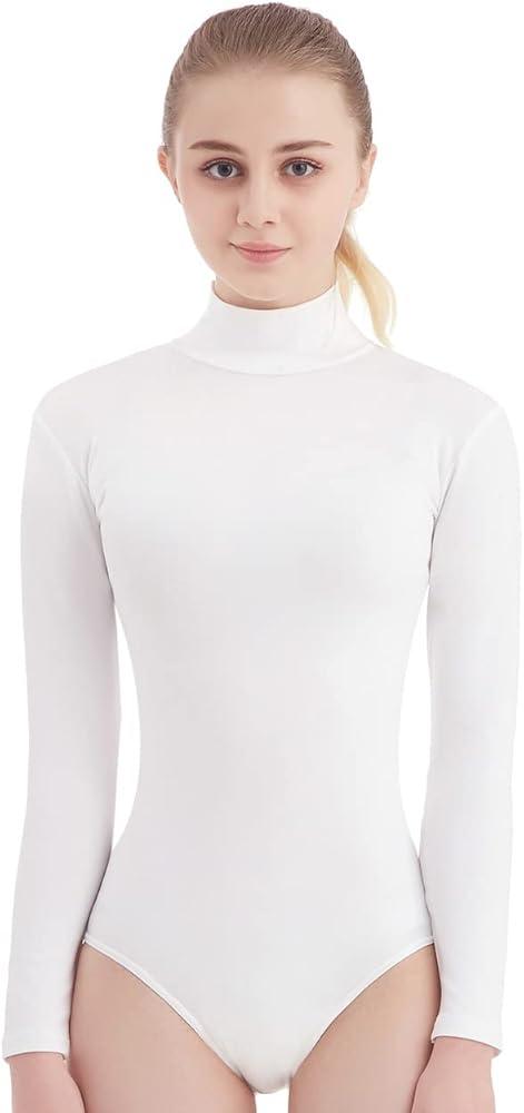 Avidlove Turtleneck Leotard Long Sleeves Spandex Dance Workout Fitness Bodysuit for Women XXL