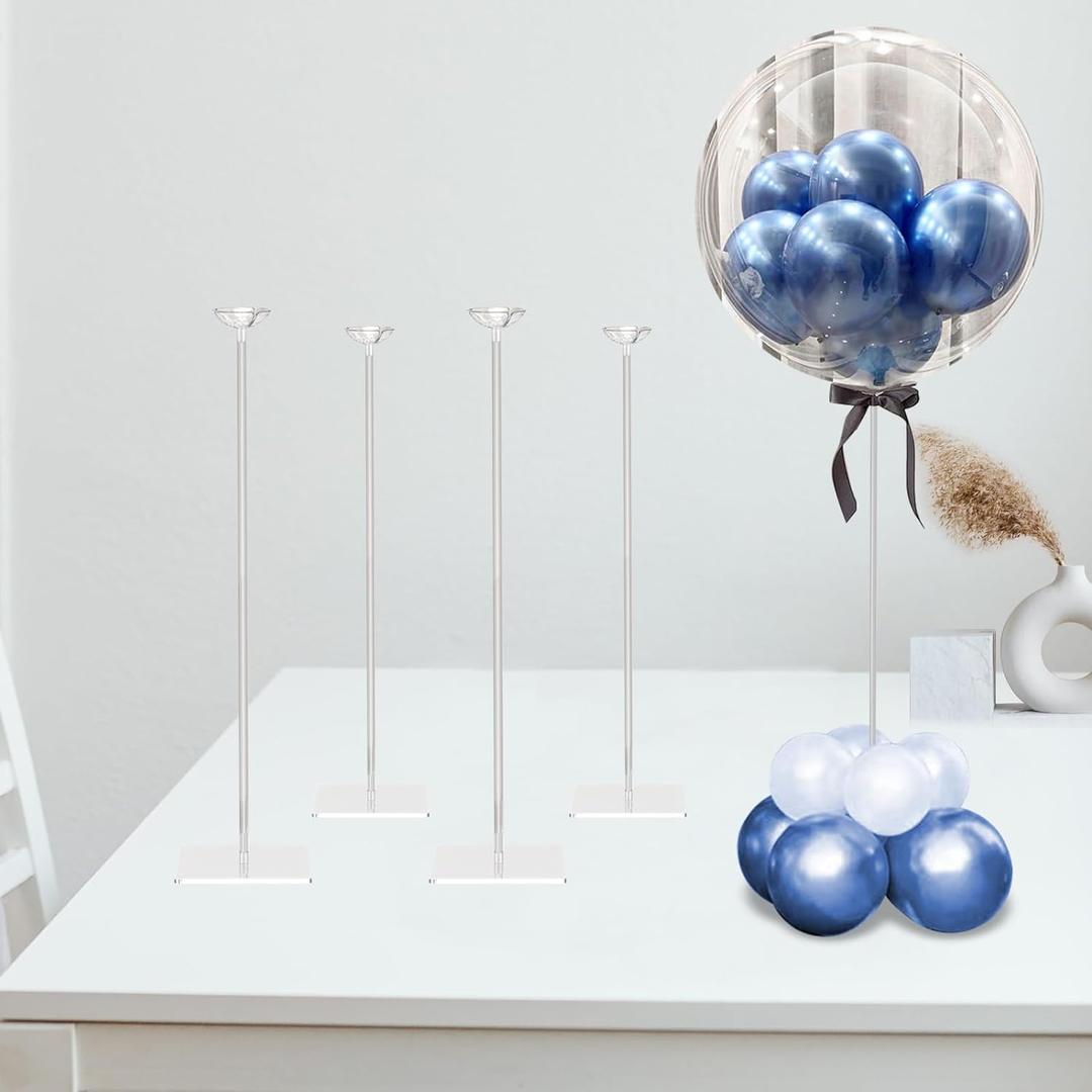 TEKXYZ 23.6 Inch Height Clear Acrylic Balloon Stand for Table Centerpiece Decoration, Set of 4