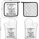 Don't Mess with The Chef They Decide What Goes in Your Dinner Funny Oven Mitts and Pot Holders Set, Home Cooking Baking Tools, Housewarming Gifts for Male Host, Kitchen Gifts for Dad Uncle Men